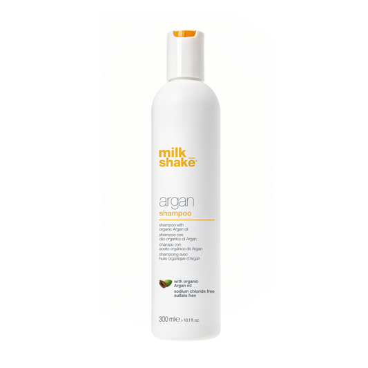 milk_shake Argan Shampoo bottle on a white background