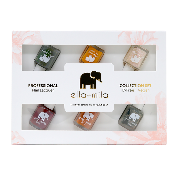 Autumn Leaves 6-pack nail polish gift box, front view