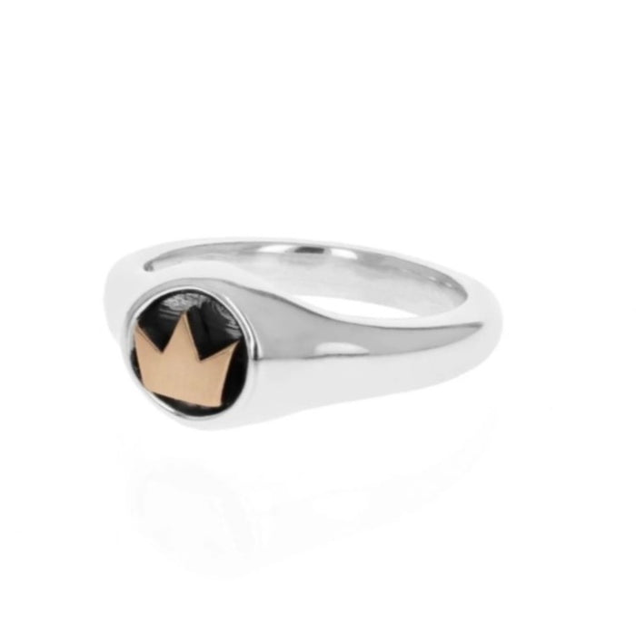 Baby King Signet Sterling Silver 18k Ring
