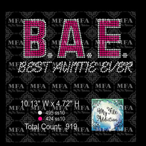 BAE Best Auntie Ever Rhinestone Digital Download File - My File Addiction