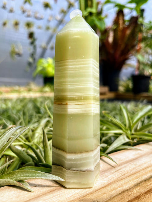 Banded Green Onyx Crystal Point