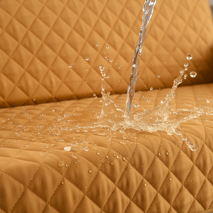 Beige Waterproof Quilted Sofa Cover