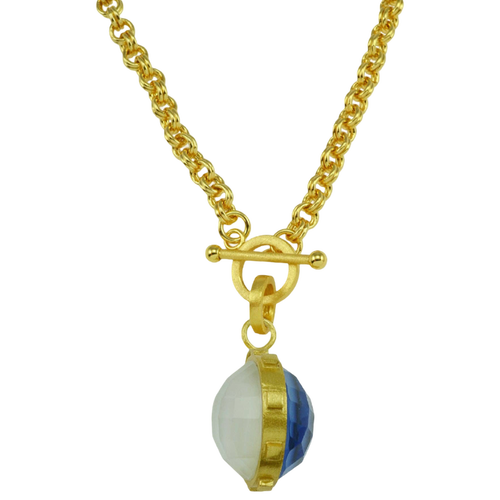 Betty Carre necklace, Gisele necklace, tanzanite necklace, mother of pearl pendant, reversible pendant necklace, gemstone necklace, layering necklace, delicate gold necklace, everyday jewelry, statement pendant necklace, colorful jewelry, Betty Carre jewelry, gift for her, boutique jewelry, designer necklace
