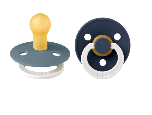 BIBS Pacifier Colour 2 PACK Latex Size 2 Petrol/Deep Space GLOW