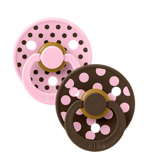 Bibs Studio Colour 2pack Polka Latex S1 Baby Pink/Mocha