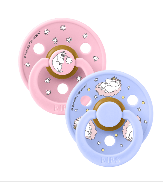 BIBS x Moomin Pacifier Colour 2 PACK Dreaming Latex Size 1 Baby Pink mix