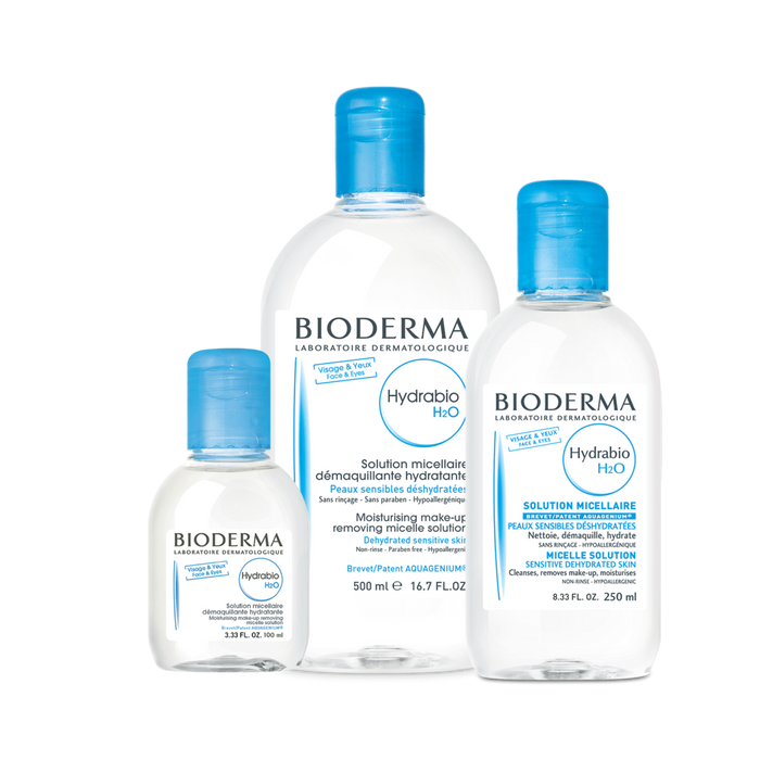 Bioderma Hydrabio H2O Micellar Water, Cleansing and Make-Up Removing Solution.