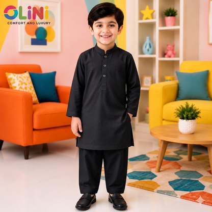 Black Kurta Shalwar All Season Wash N Wear - NUJ - OLINI