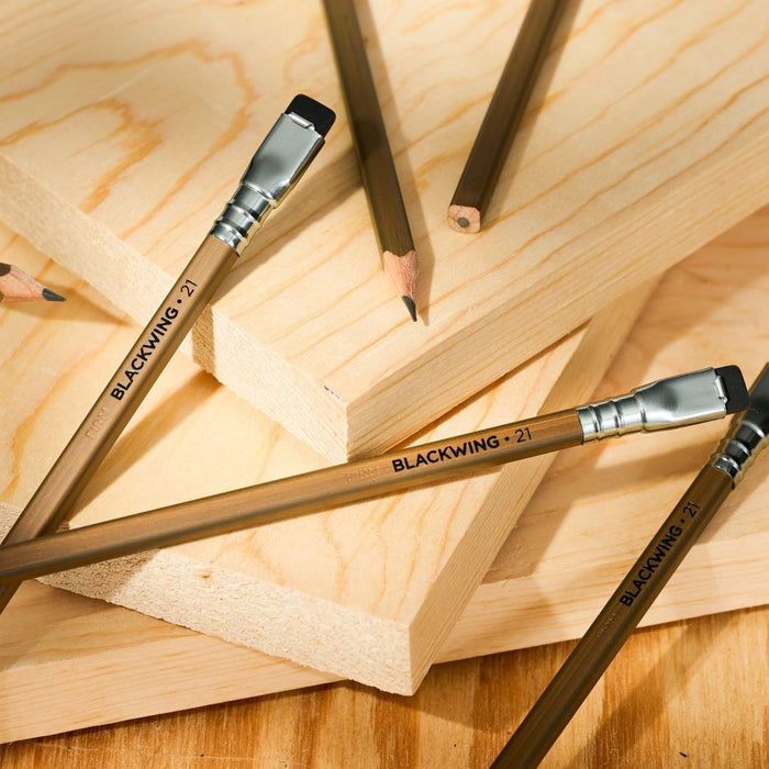Blackwing Volume 21 pencils on top of wood