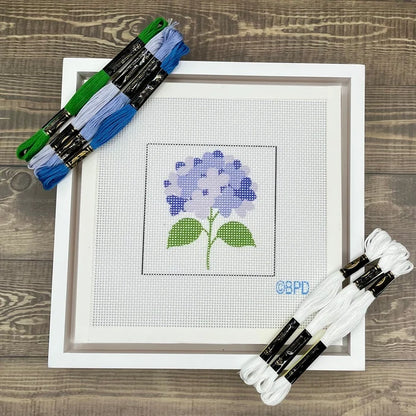 Blue Hydrangea Needlepoint Design - Lifestyle View - Blue Poppy Designs
