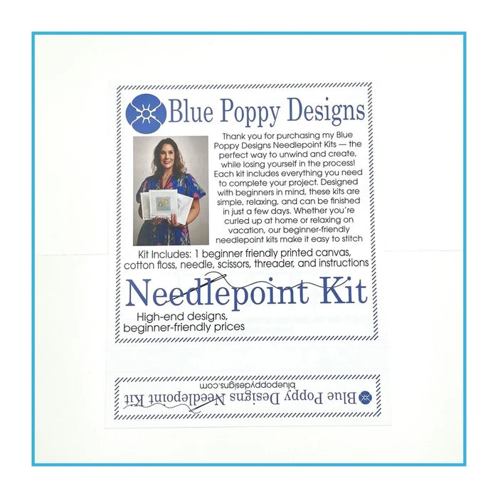 Blue Hydrangea Needlepoint Design - Interior View - Blue Poppy Designs
