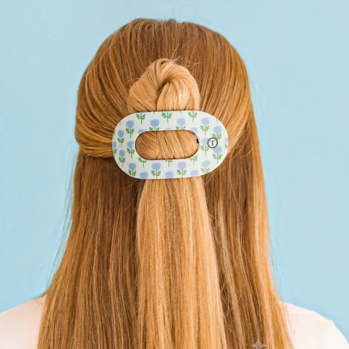Blue Marigold Medium Flat Round Clip - Detail View - Teleties