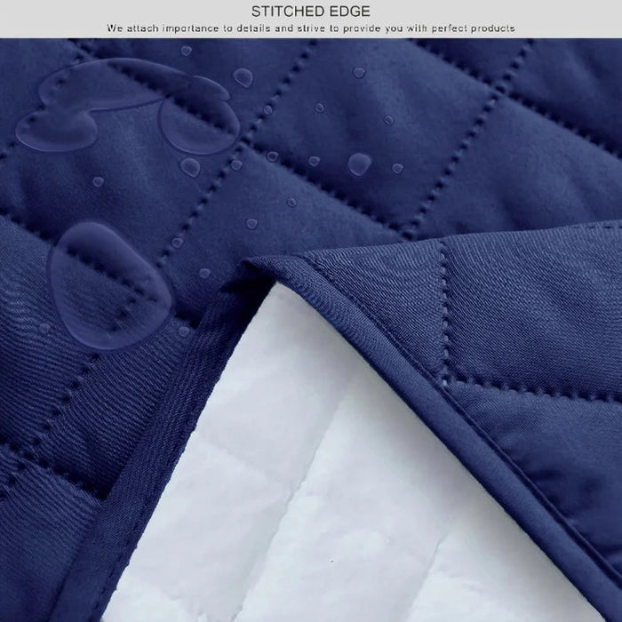 Blue Waterproof Quilted Sofa Cover