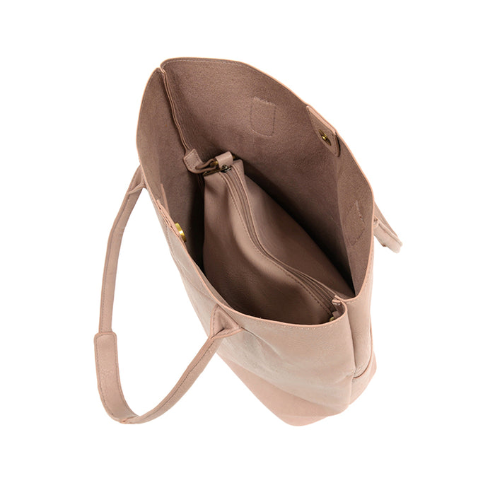 Blush Vegan Leather Front Pocket Kelly Tote