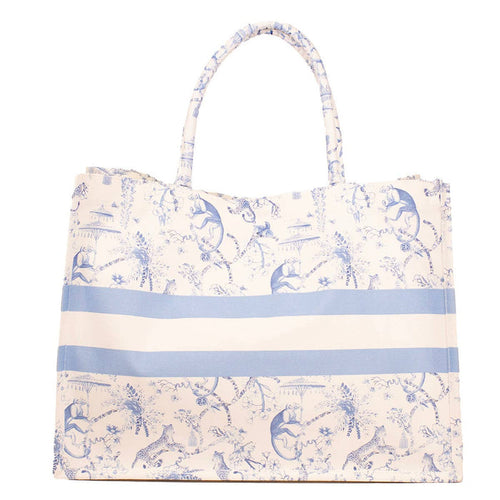 Borneo Classic Tote White/Blue - Main View - The Royal Standard