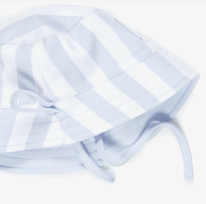 BOSS Baby Boys Blue & White Stripe Cotton Reversible Logo Sun Hat
