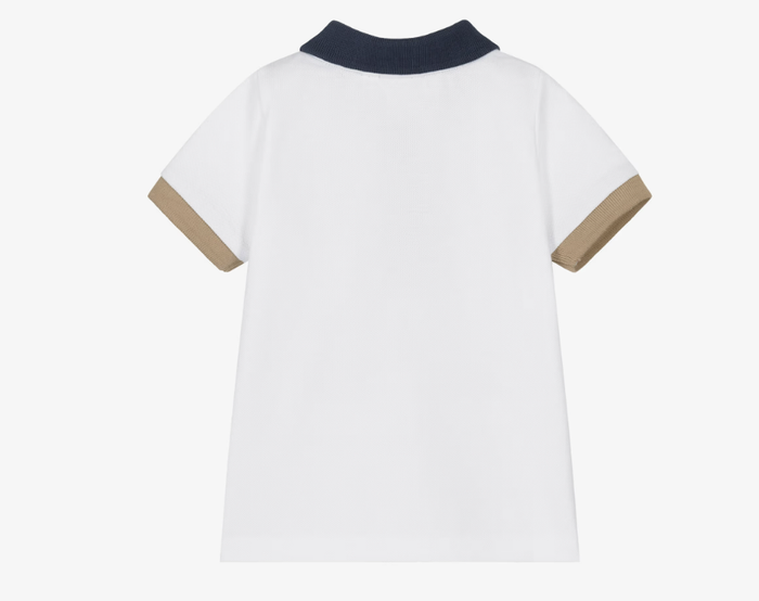 BOSS Baby Boys White Cotton Piqué Colourblock Detail Polo Shirt