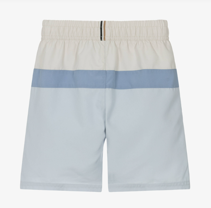 BOSS Boys Blue & Ivory Colourblock Swim Shorts