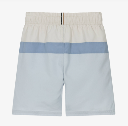 BOSS Boys Blue & Ivory Colourblock Swim Shorts