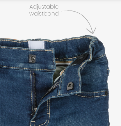 BOSS Boys Dark Blue Stretch Denim Shorts