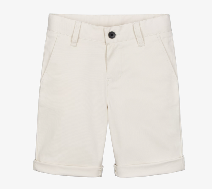 BOSS Boys Light Beige Cotton Twill Chino Shorts