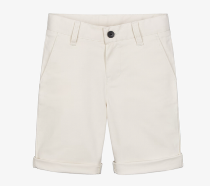 BOSS Boys Light Beige Cotton Twill Chino Shorts