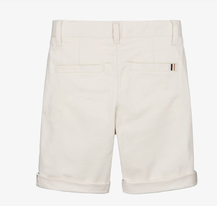 BOSS Boys Light Beige Cotton Twill Chino Shorts