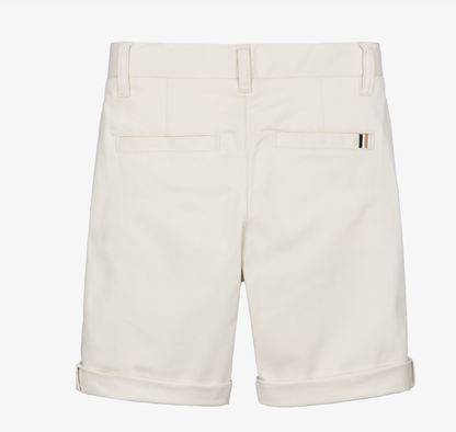 BOSS Boys Light Beige Cotton Twill Chino Shorts