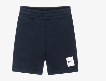 BOSS Boys Navy Blue Cotton Jersey Shorts