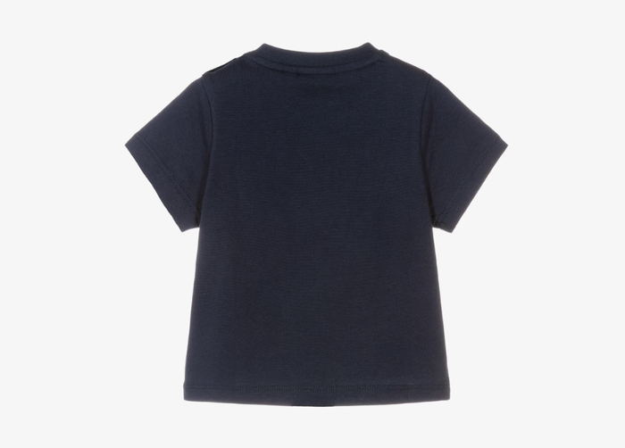 BOSS Boys Navy Blue Cotton Jersey Square Logo T-Shirt