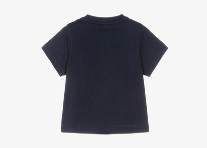 BOSS Boys Navy Blue Cotton Jersey Square Logo T-Shirt