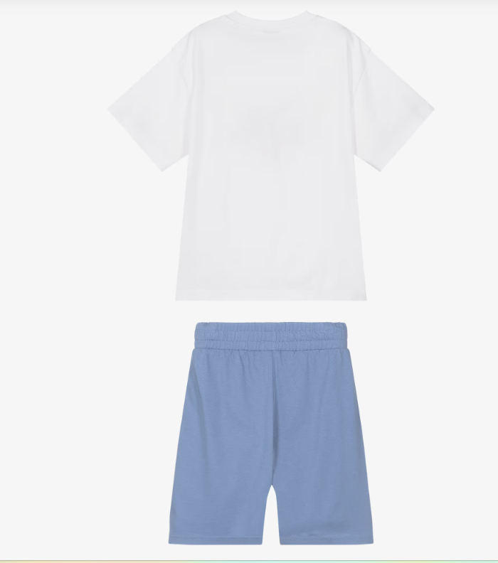 BOSS Boys White Cotton Jersey Bermuda Shorts Set with Logo