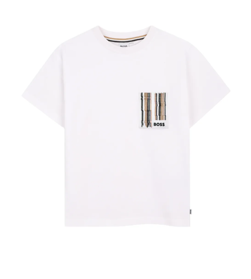 BOSS logo-embroidered patch-pocket T-shirt