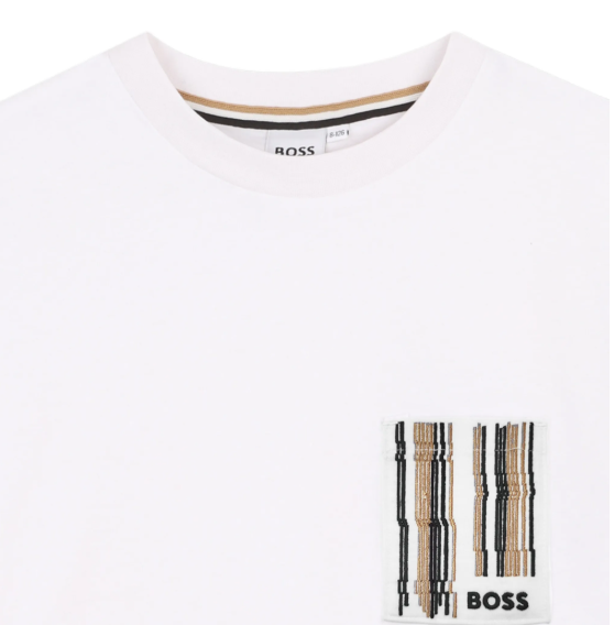BOSS logo-embroidered patch-pocket T-shirt