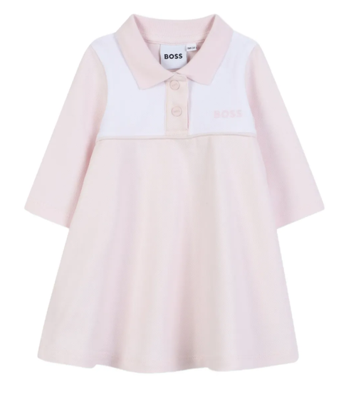 BOSS polo collar colour-block dress