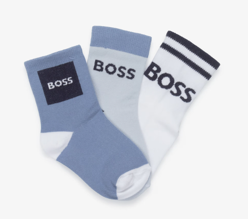 BOSSBoys Blue & White Ankle Socks (3 Pack)