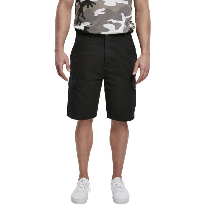 front view of brandit black bdu ripstop shorts
