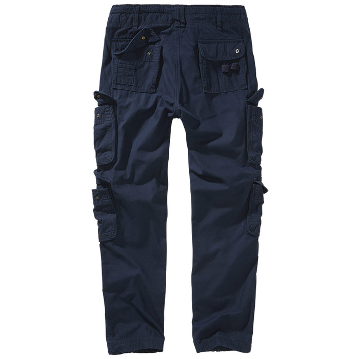 rear of navy brandit pure slim fit cargo trousers
