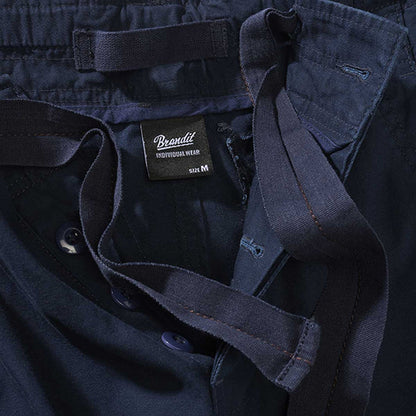 brandit pure slim fit navy cargo trousers with button closure