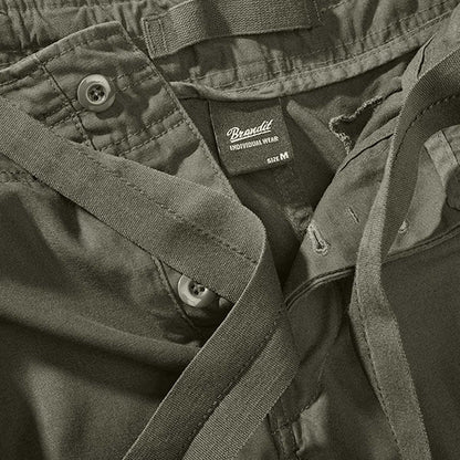 brandit pure slim fit olive cargo trousers with button closure