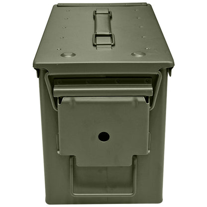 british army new 50 cal olive ammo box with folding clasp closure