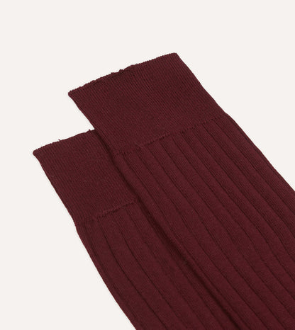 Burgundy Cotton Mid-Calf Socks