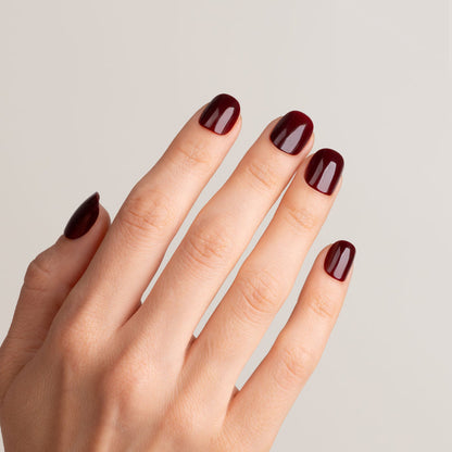 Dark red premium press on nails