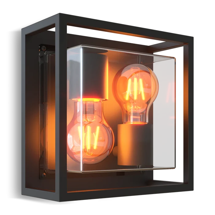 Calex Bologna Wall Light - 2x E27 - Black