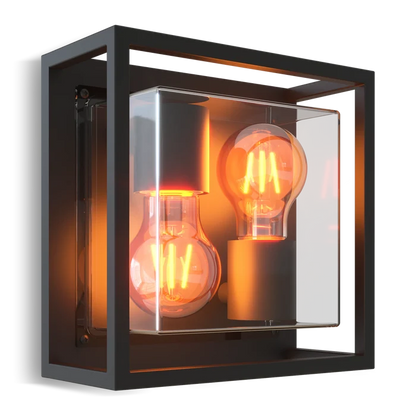 Calex Bologna Wall Light - 2x E27 - Black