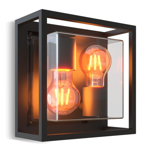 Calex Bologna Wall Light - 2x E27 - Black