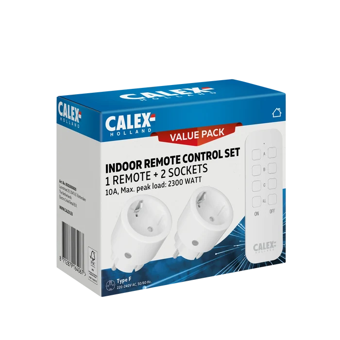 Calex Indoor Socket - 2x Sockets - Remote Control