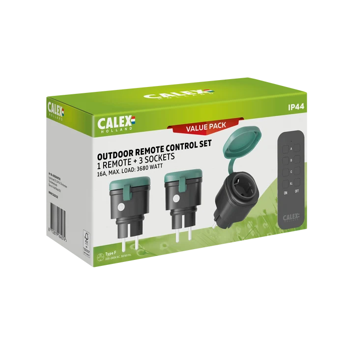 Calex Outdoor Socket - 3x sockets - Remote Control