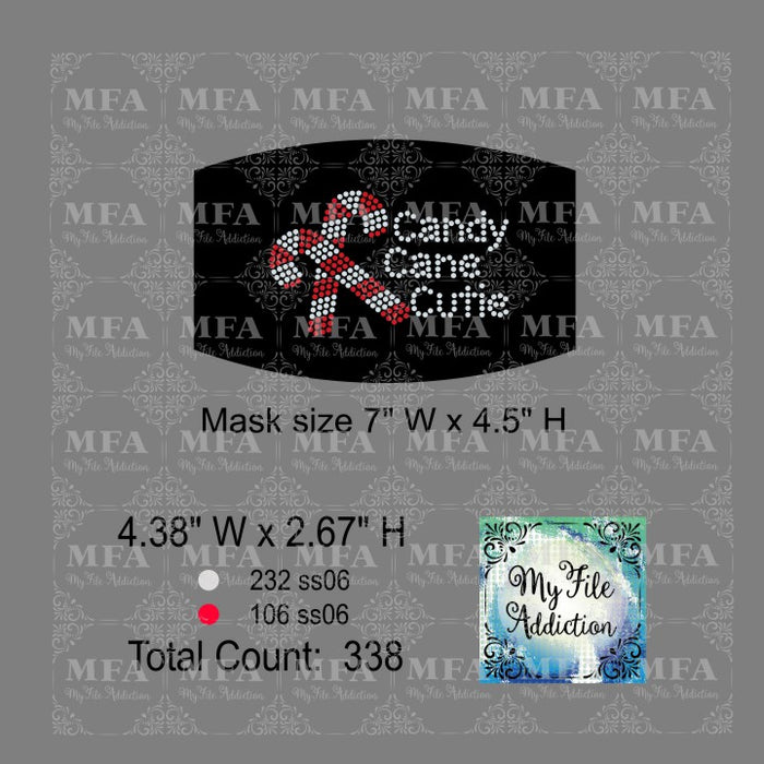 Candy Cane Cutie Small Rhinestone Digital Download File