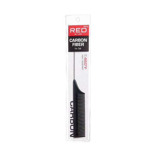 RED BEAUTY by KISS carbon pin tail comb with heat resistant carbon fiber and metal tail
